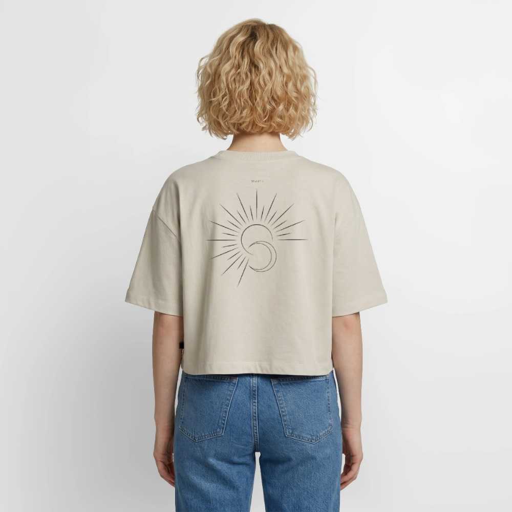Women’s Premium Oversized Organic Cropped T-Shirt - beige
