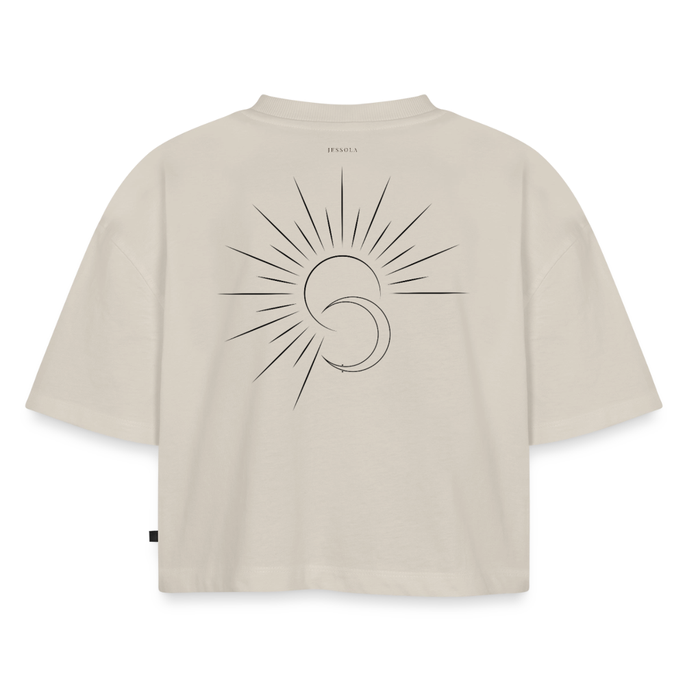 Women’s Premium Oversized Organic Cropped T-Shirt - beige