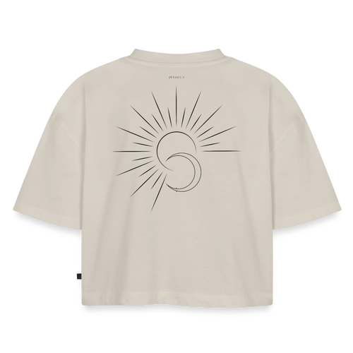 Women’s Premium Oversized Organic Cropped T-Shirt - beige