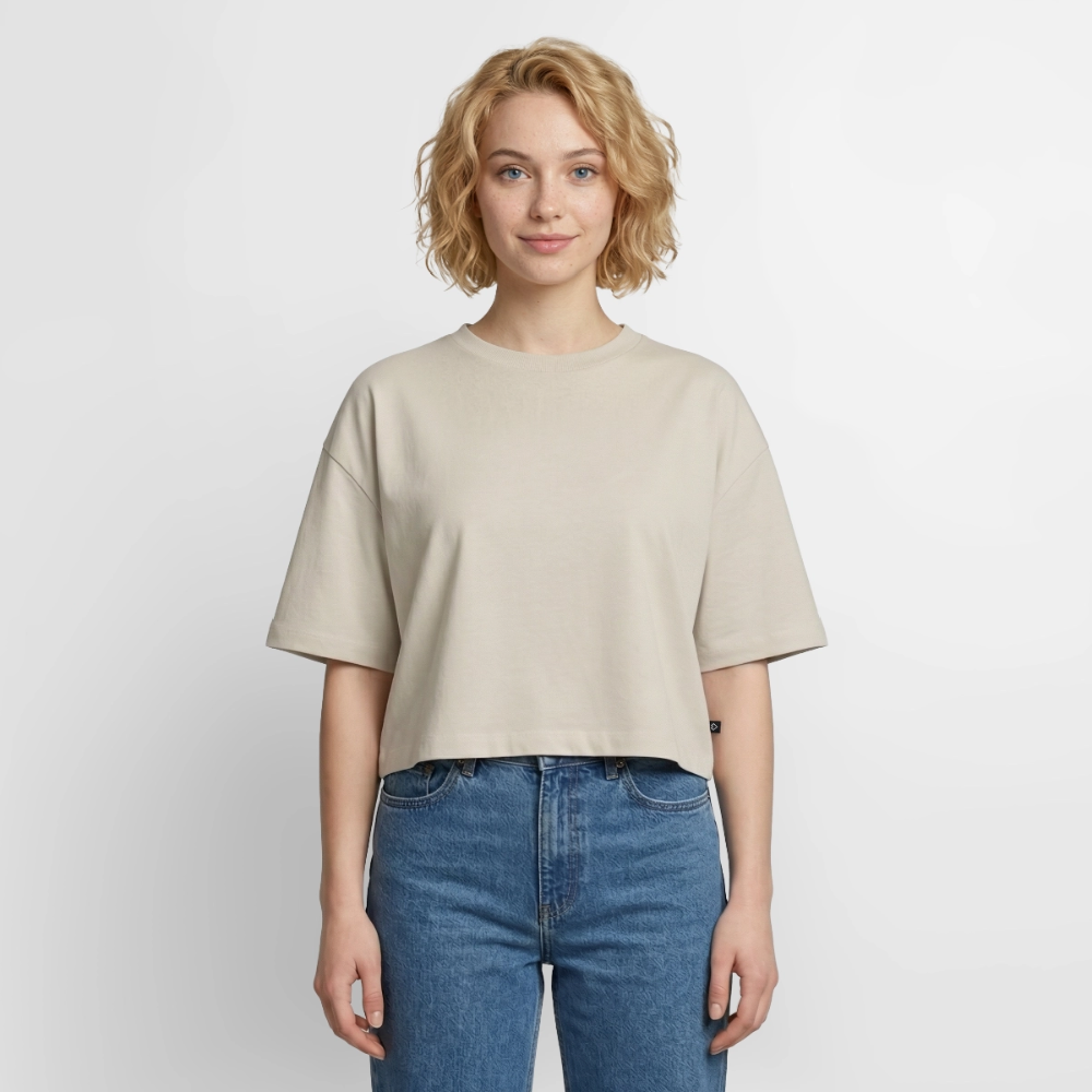 Women’s Premium Oversized Organic Cropped T-Shirt - beige
