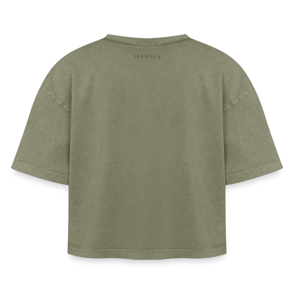 Boxy Women's Premium Acid Washed T-Shirt - acid washed green