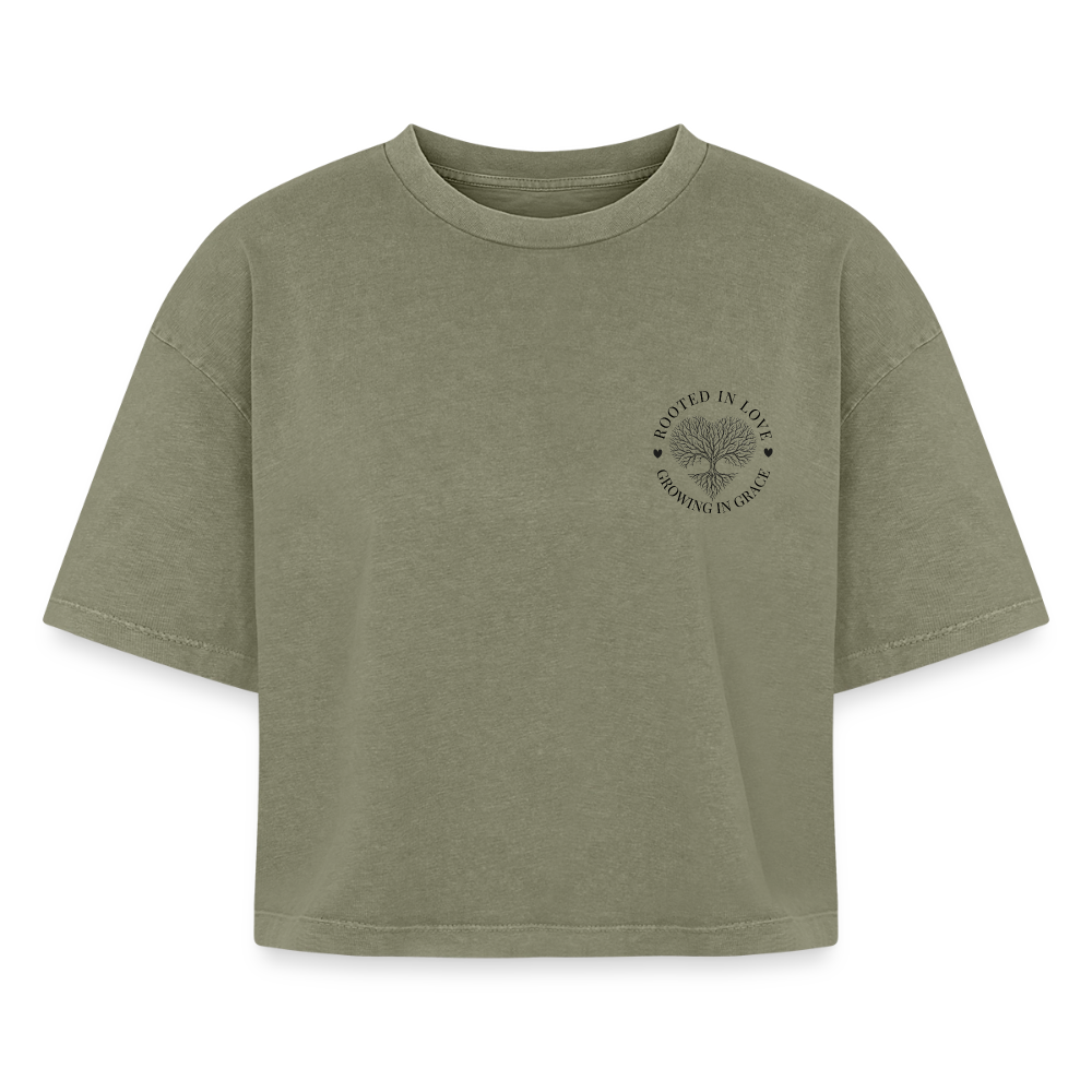 Boxy Women's Premium Acid Washed T-Shirt - acid washed green